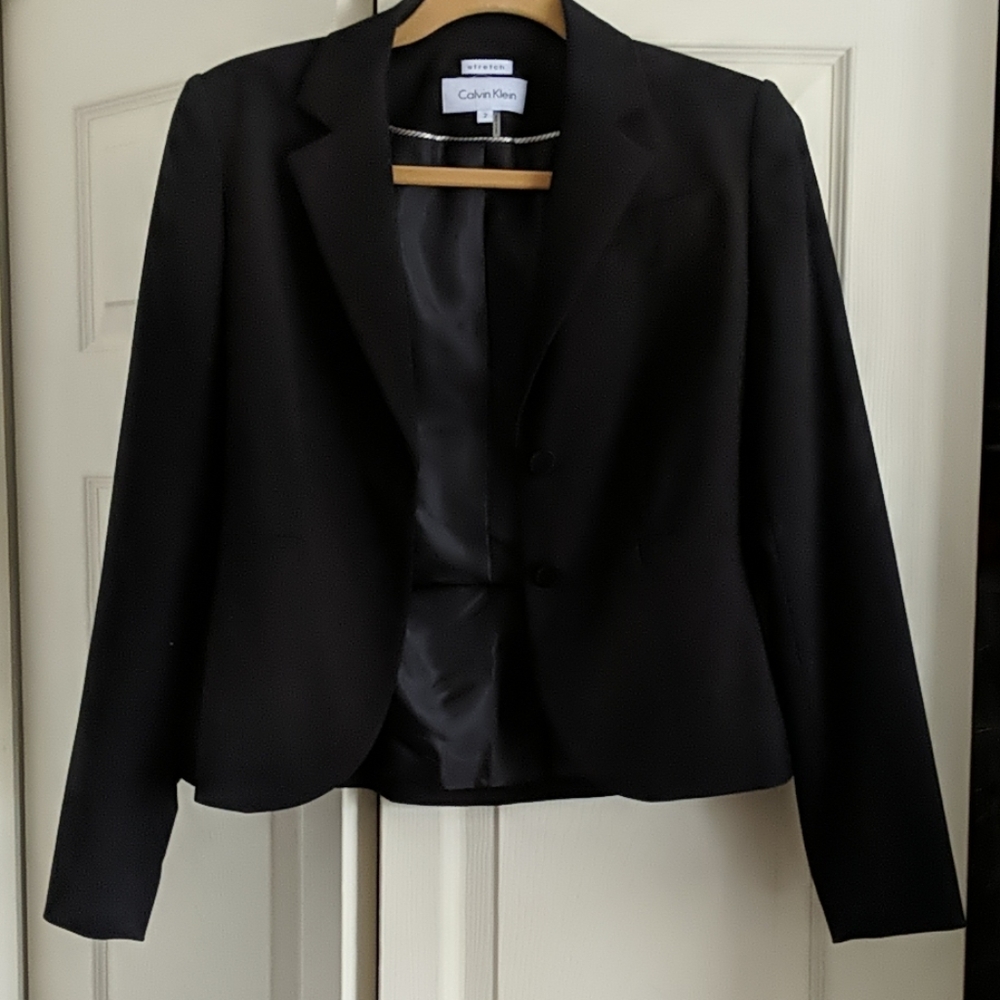 Calvin Klein stretch black blazer Sz 2